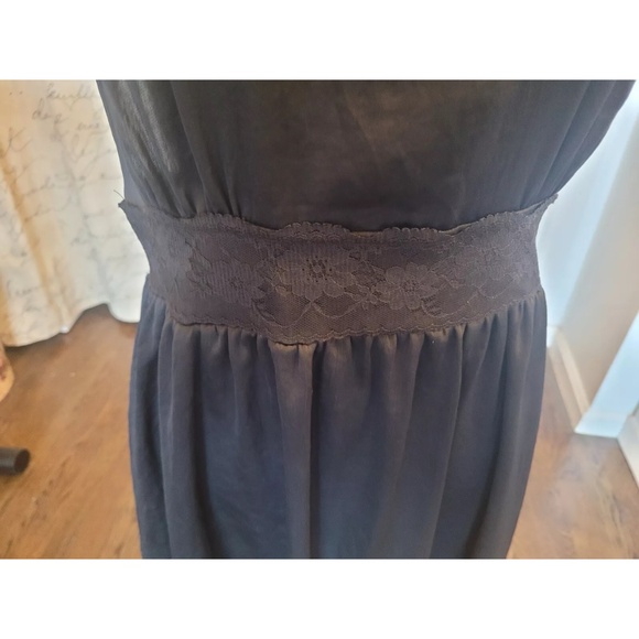 Free People black lace sleeveless satin dress size M - Picture 4 of 4